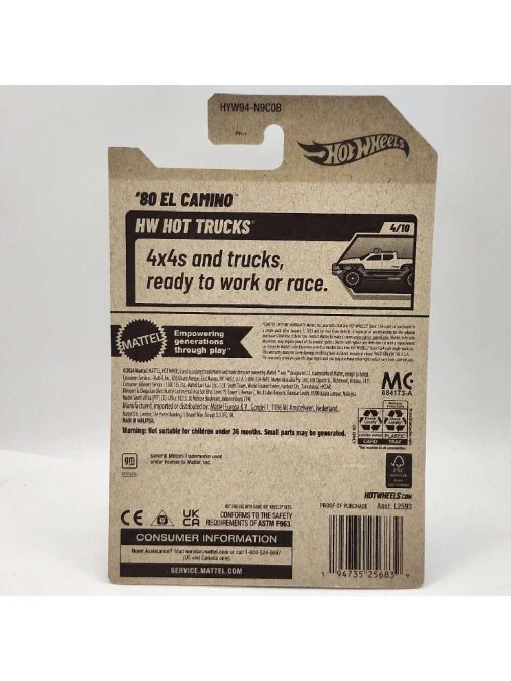 Hot Wheels 80 El Camino Red HW Hot Trucks 4/10 43/250